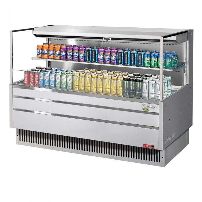 Turbo Air TOM-60L-UF-S-2S-N 58-3/4" Low Profile Open Display Merchandiser, 1 shelf, European Straight Style, Stainless Steel, 13 Cu. Ft.
