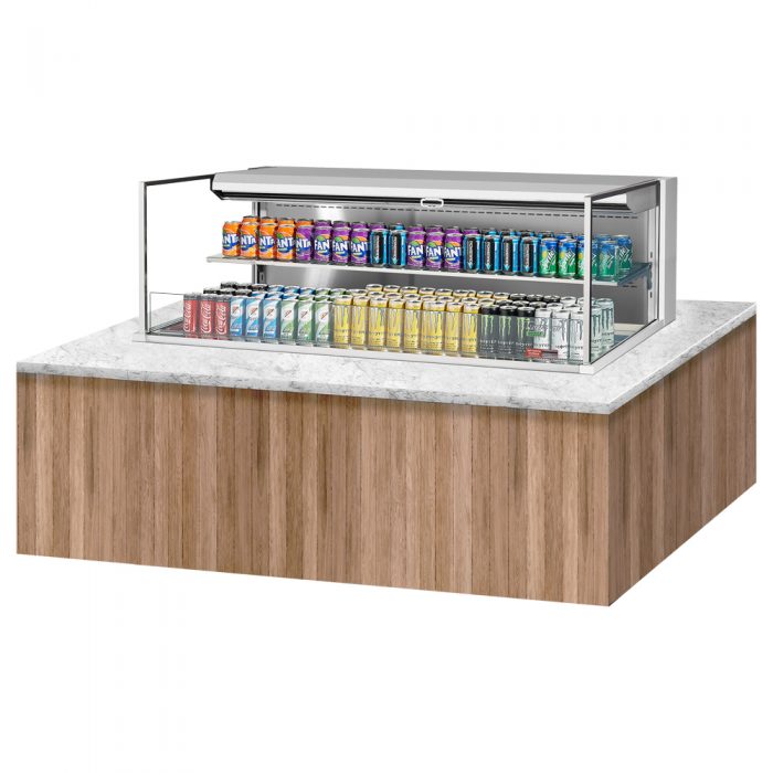 Turbo Air TOM-60L-UF-W(B)-2SI-N 58-3/4" Low Profile Drop In Open Display Merchandiser, 1 shelf, European Straight Style, 13 Cu. Ft.