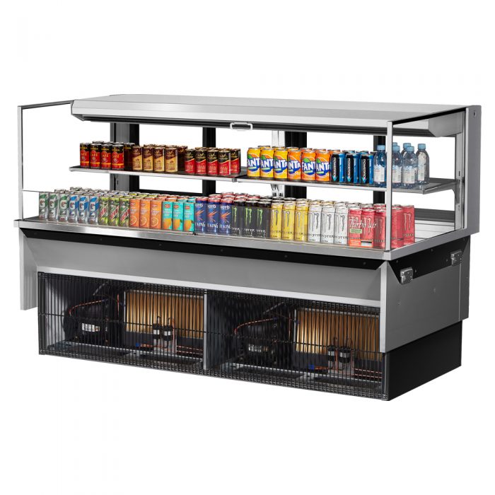 Turbo Air TOM-72L-UFD-S-2SI-N 70-3/4" Low Profile Drop In Open Display Merchandiser, 1 shelf, European Straight Style, Stainless Steel, 15.8 Cu. Ft.