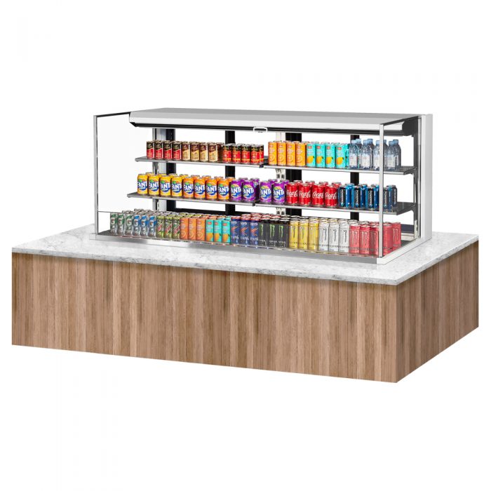 Turbo Air TOM-72L-UFD-W(B)-3SI-N 70-3/4" Low Profile Drop In Open Display Merchandiser, 2 shelves, European Straight Style, 23.4 Cu. Ft.