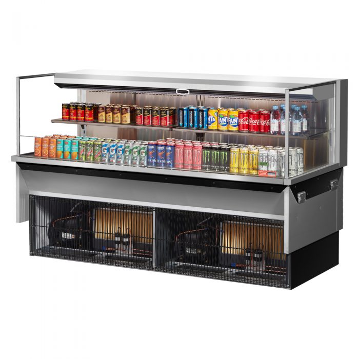 Turbo Air TOM-72L-UF-S-2SI-N 70-3/4" Low Profile Drop In Open Display Merchandiser, 1 shelf, European Straight Style, Stainless Steel, 15.8 Cu. Ft.