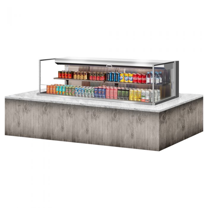 Turbo Air TOM-72L-UF-S-2SI-N 70-3/4" Low Profile Drop In Open Display Merchandiser, 1 shelf, European Straight Style, Stainless Steel, 15.8 Cu. Ft.