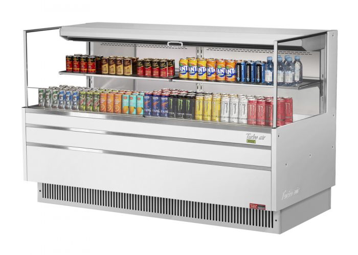 Turbo Air TOM-72L-UF-W(B)-2S-N 70-3/4" Low Profile Open Display Merchandiser, 1 shelf, European Straight Style, 15.8 Cu. Ft.