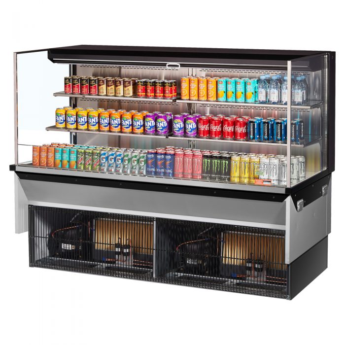 Turbo Air TOM-72L-UF-W(B)-3SI-N 70-3/4" Low Profile Drop In Open Display Merchandiser, 2 shelves, European Straight Style, 23.4 Cu. Ft.