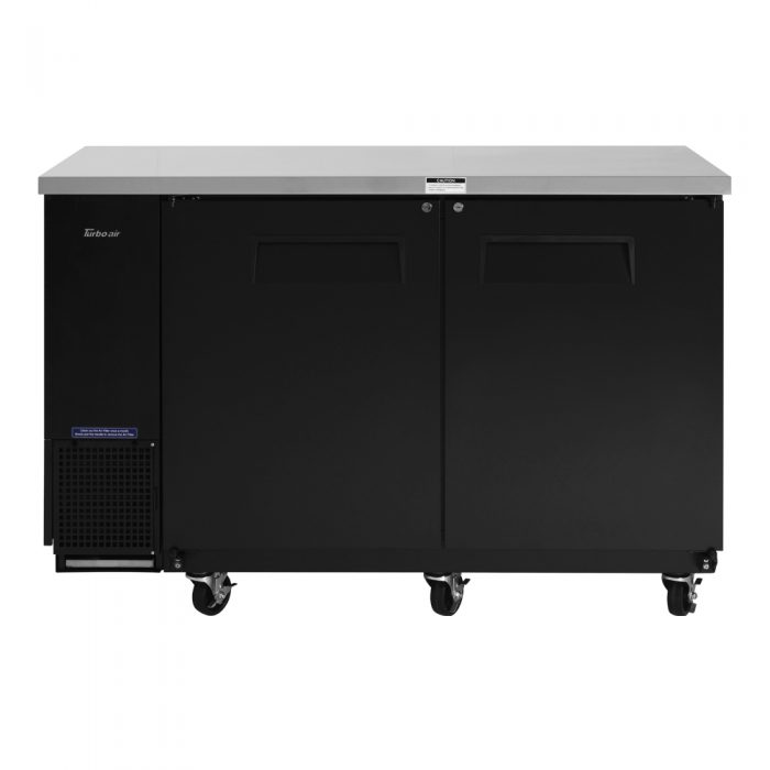 Turbo Air TBB-24-60SB-N6 24.5" Deep Narrow Back Bar Cooler, 2 Solid Door 61" Black Vinyl Exterior Back Bar Cooler, 16.4 Cu. Ft.
