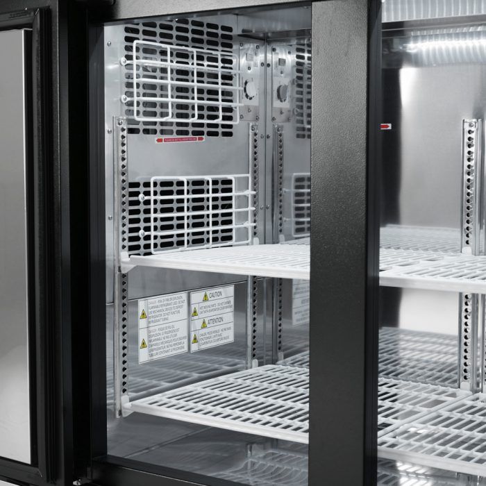 Turbo Air TBB-24-72SB-N6 24.5" Deep Narrow Back Bar Cooler, 3 Solid Door 73" Black Vinyl Exterior Back Bar Cooler, 20.6 Cu. Ft.