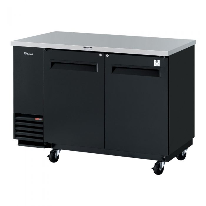 Turbo Air TBB-2SB-N6 2 Solid Door 59" Back Bar Cooler, Black Vinyl Exterior, 19 Cu. Ft.