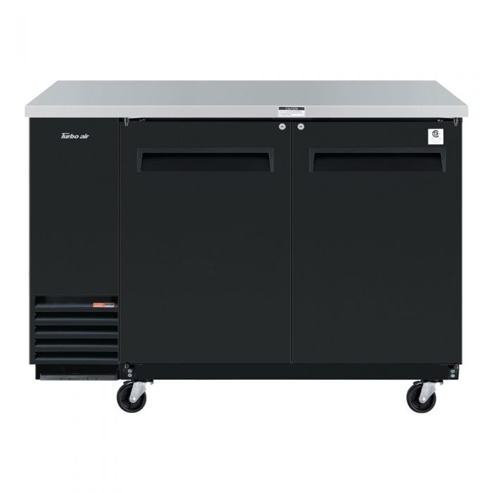 Turbo Air TBB-2SB-N6 2 Solid Door 59" Back Bar Cooler, Black Vinyl Exterior, 19 Cu. Ft.