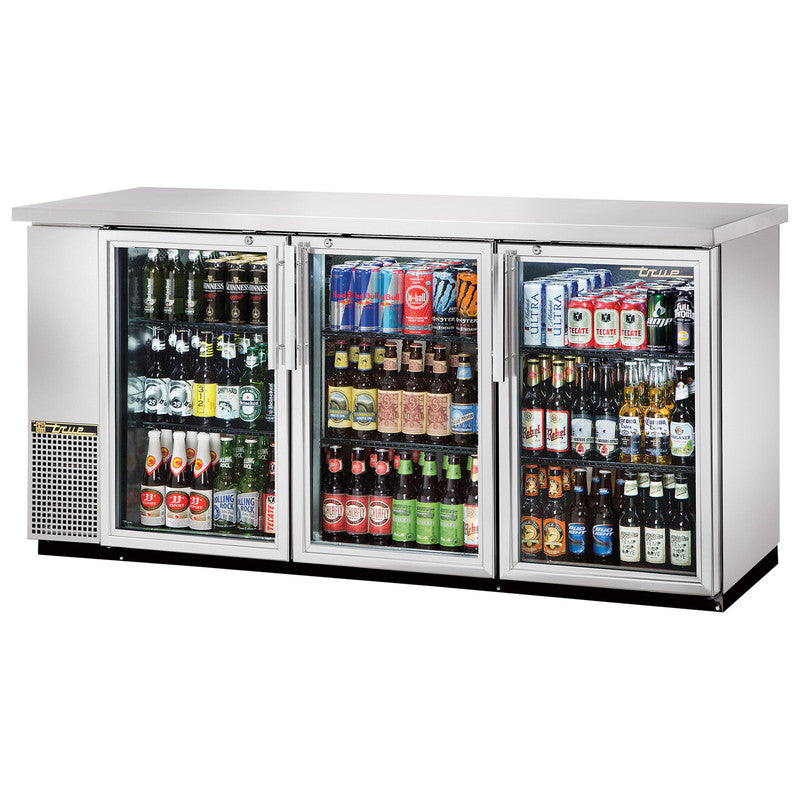 True TBB-24-72G-S-HC-LD Back Bar Cooler, 73 1/8" Wide, 3 Doors
