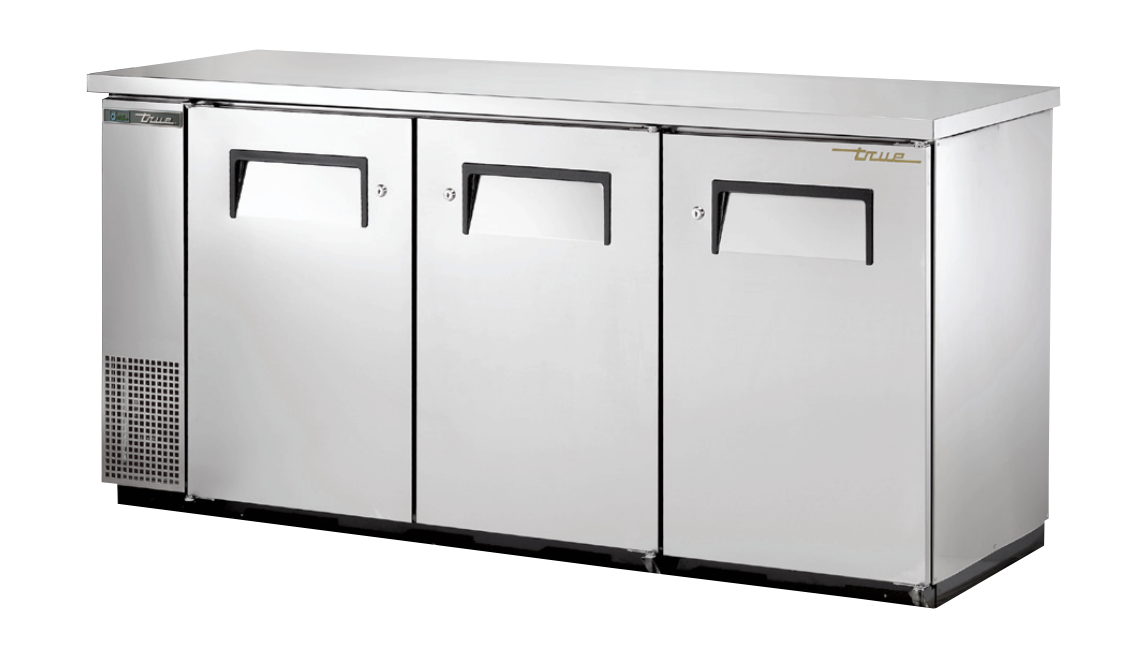 True TBB-24-72-S-HC Back Bar Cooler, 73 1/8" Wide, 3 Doors