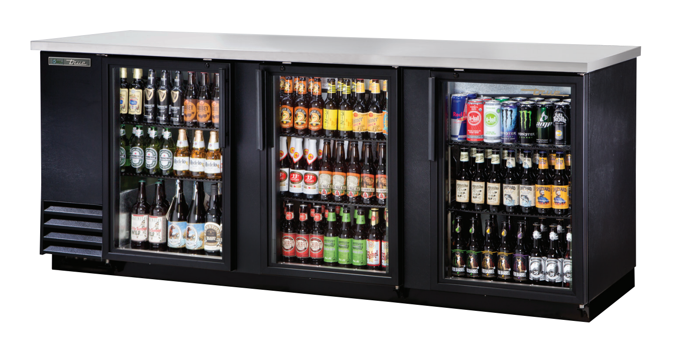 True TBB-4G-HC-LD Back Bar Cooler, 90 3/8" Wide, 3 Doors
