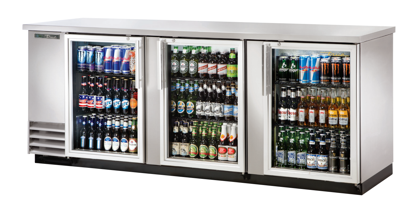 True TBB-4G-S-HC-LD Back Bar Cooler, 90 3/8" Wide, 3 Doors