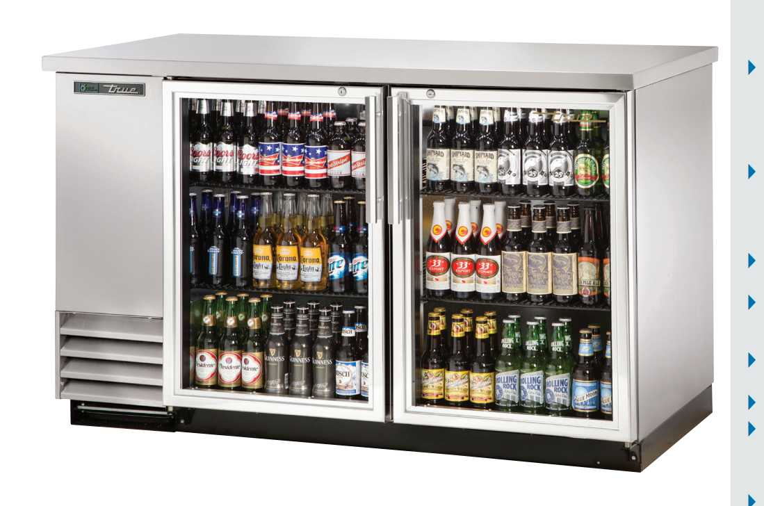 True TBB-2G-S-HC-LD Back Bar Cooler, 58 7/8" Wide, 2 Doors