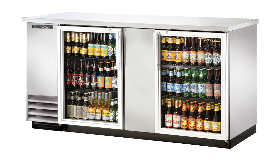 True TBB-3G-S-HC-LD Back Bar Cooler, 69 1/8" Wide, 2 Doors