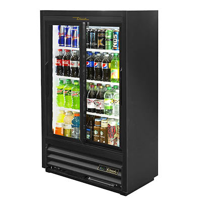 True GDM-33SSL-56-HC-LD Merchandiser Refrigerator, 36" Wide, 2 Doors, 4 Shelves