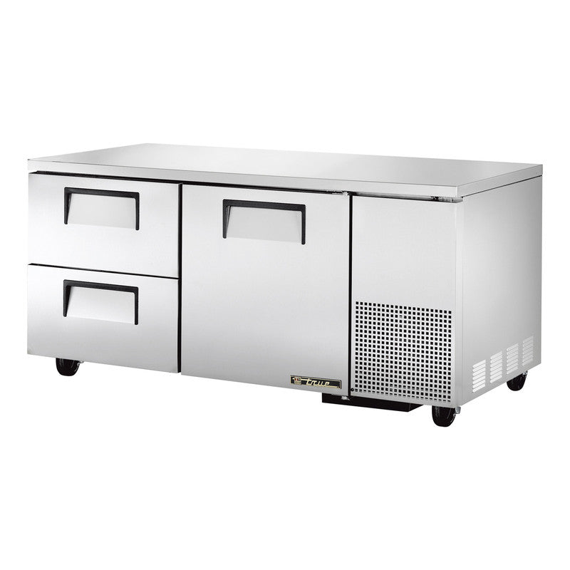 True TUC-67D-2-HC Undercounter Refrigerator, 67 1/4" Wide, 1 Door, 2 Shelves