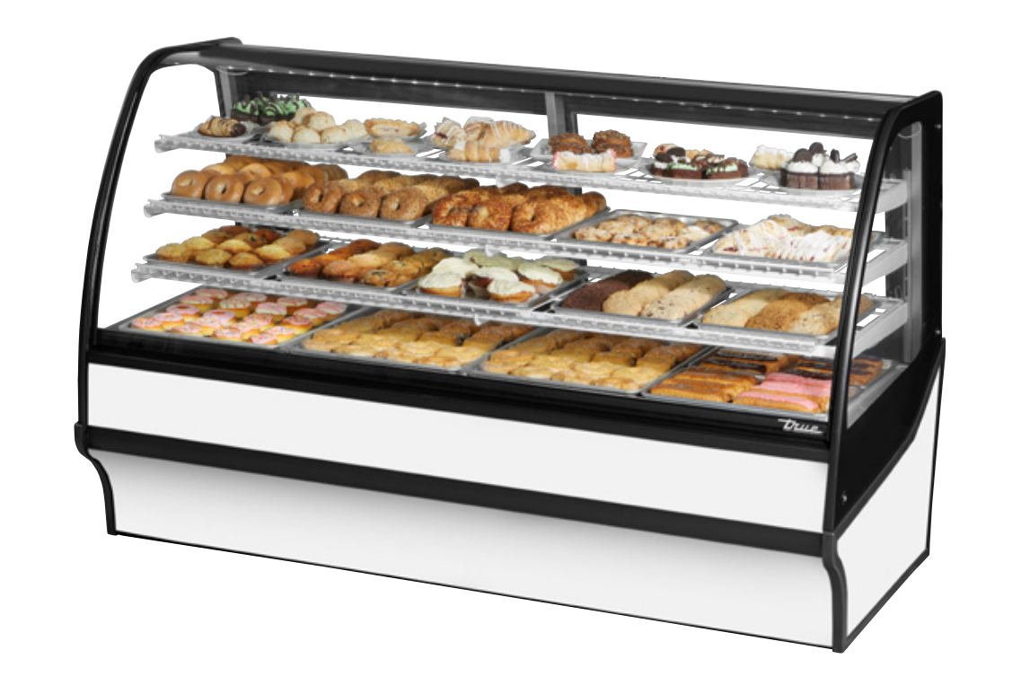 True TDM-DC-77-GE/GE-W-W Non-Refrigerated Bakery Display Case, 77 1/4" Wide, 2 Doors, 3 Shelves