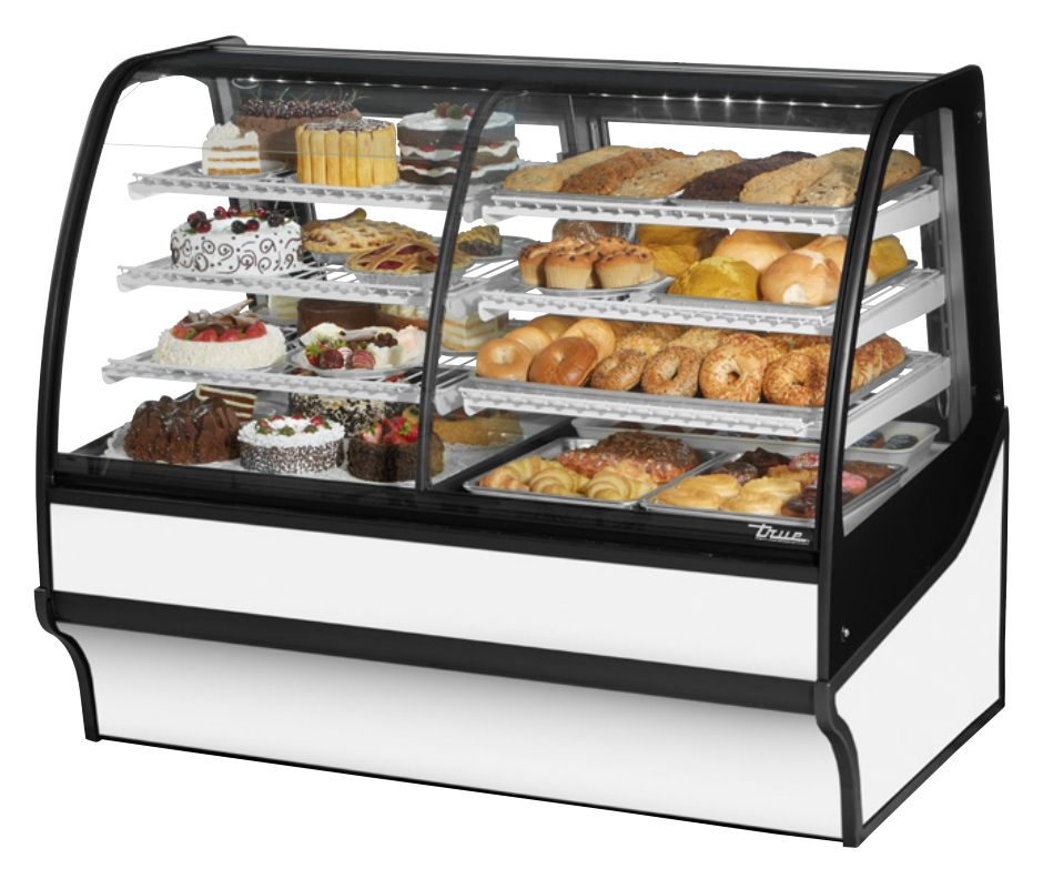 True TDM-DZ-59-GE/GE-W-W Refrigerated and Non Refrigerated Display Case, 59 1/4" Wide, 2 Doors, 6 Shelves