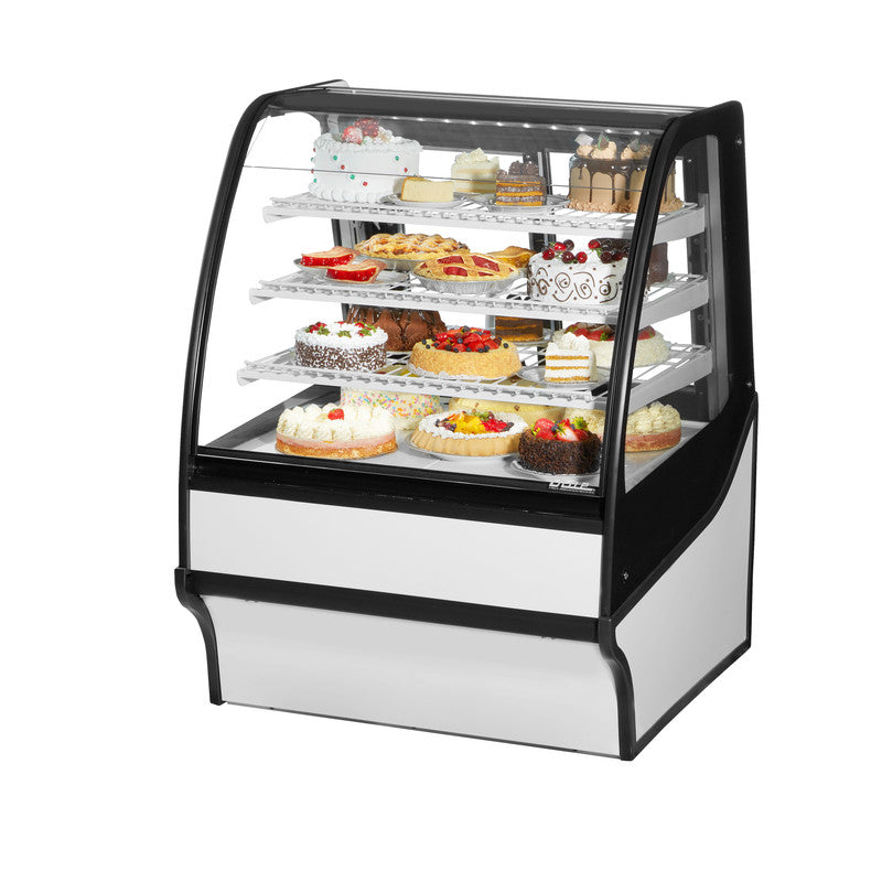 True TDM-R-36-GE/GE-S-W Refrigerated Bakery Display Case, 36 1/4" Wide, 2 Doors, 3 Shelves