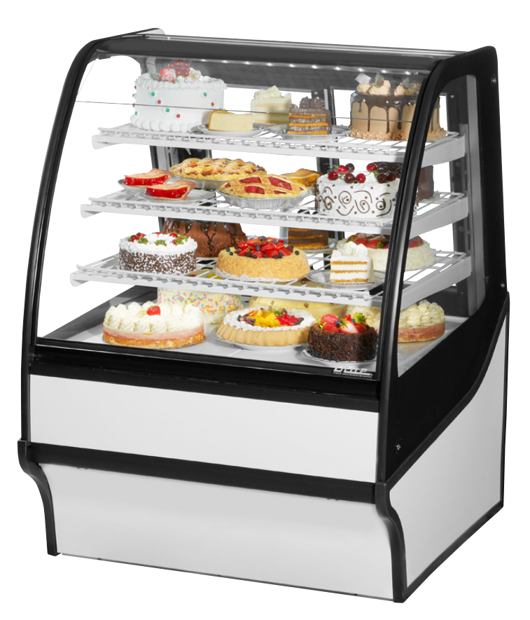 True TDM-R-36-GE/GE-W-W Refrigerated Bakery Display Case, 36 1/4" Wide, 2 Doors, 3 Shelves
