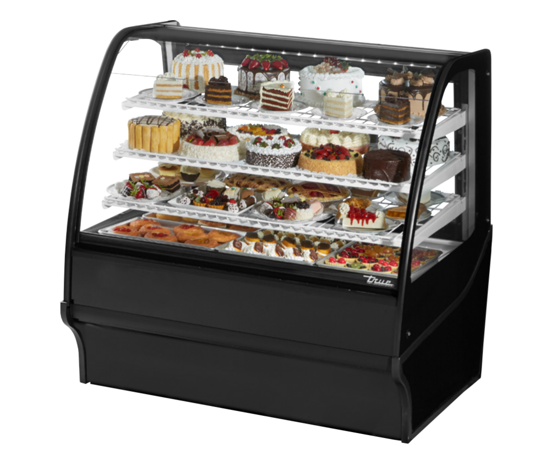 True TDM-R-48-GE/GE-B-W Refrigerated Bakery Display Case, 48 1/4" Wide, 2 Doors, 3 Shelves