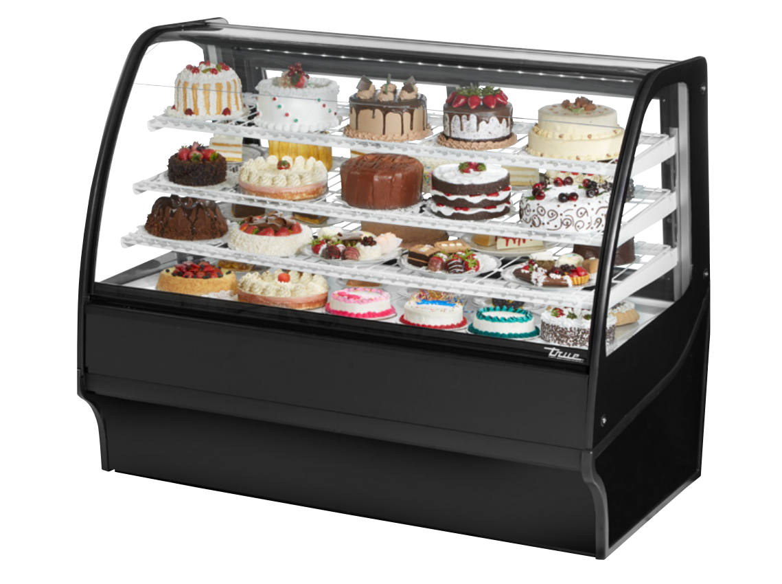 True TDM-R-59-GE/GE-B-W Refrigerated Bakery Display Case, 59 1/4" Wide, 2 Doors, 3 Shelves