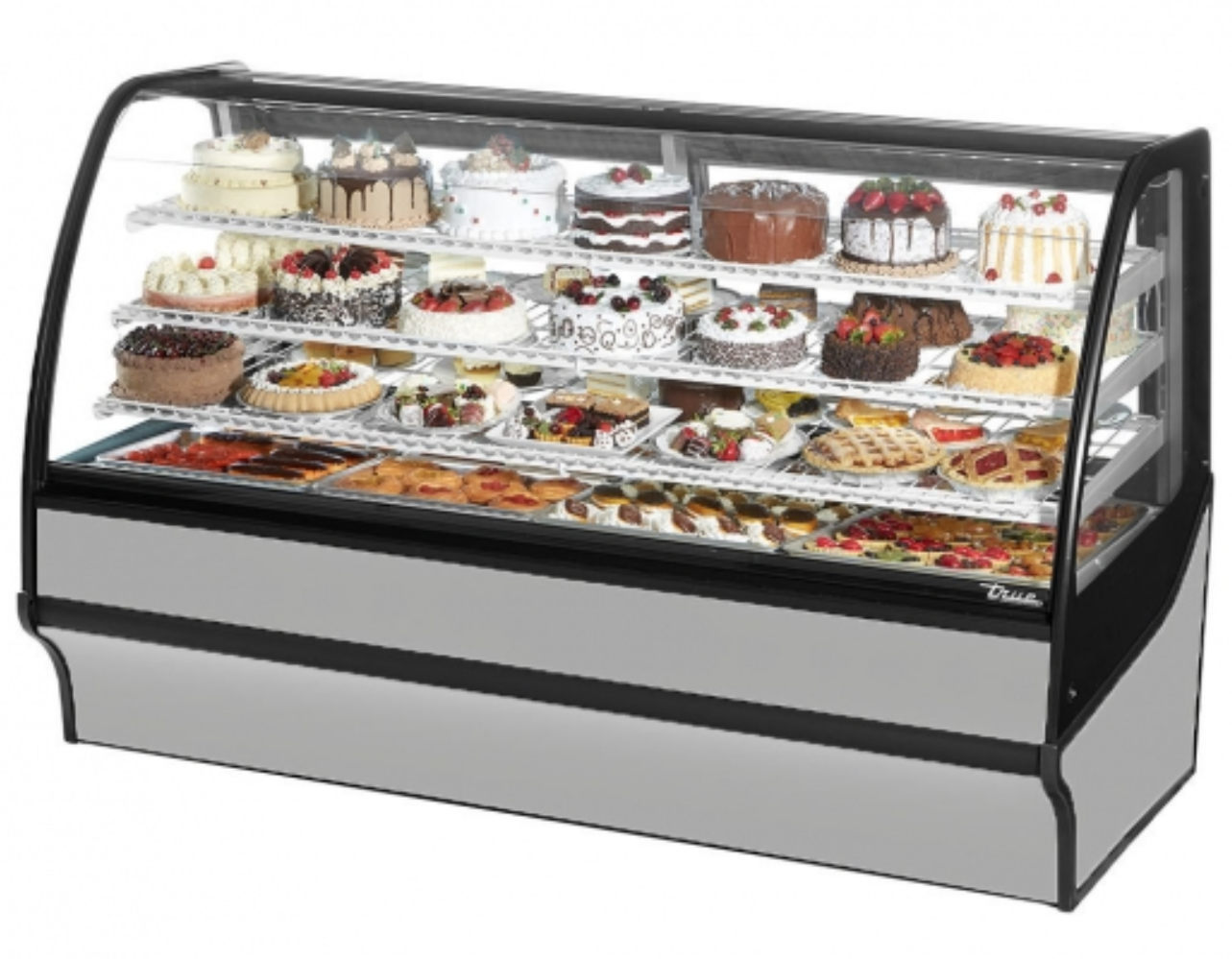True TDM-R-77-GE/GE-S-W Refrigerated Bakery Display Case, 77 1/4" Wide, 2 Doors, 3 Shelves
