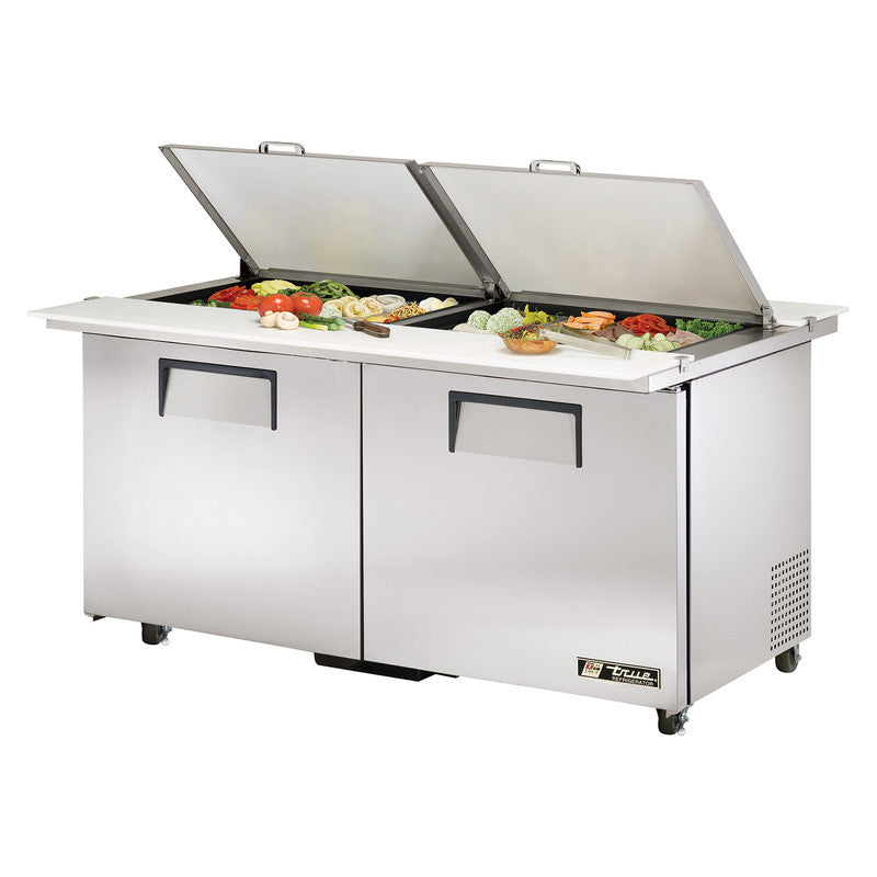 True TSSU-60-24M-B-DS-ST-ADA-HC Sandwich Prep Table, 60 3/8" Wide, 2 Doors, 4 Shelves, 24 Pans (Tops)