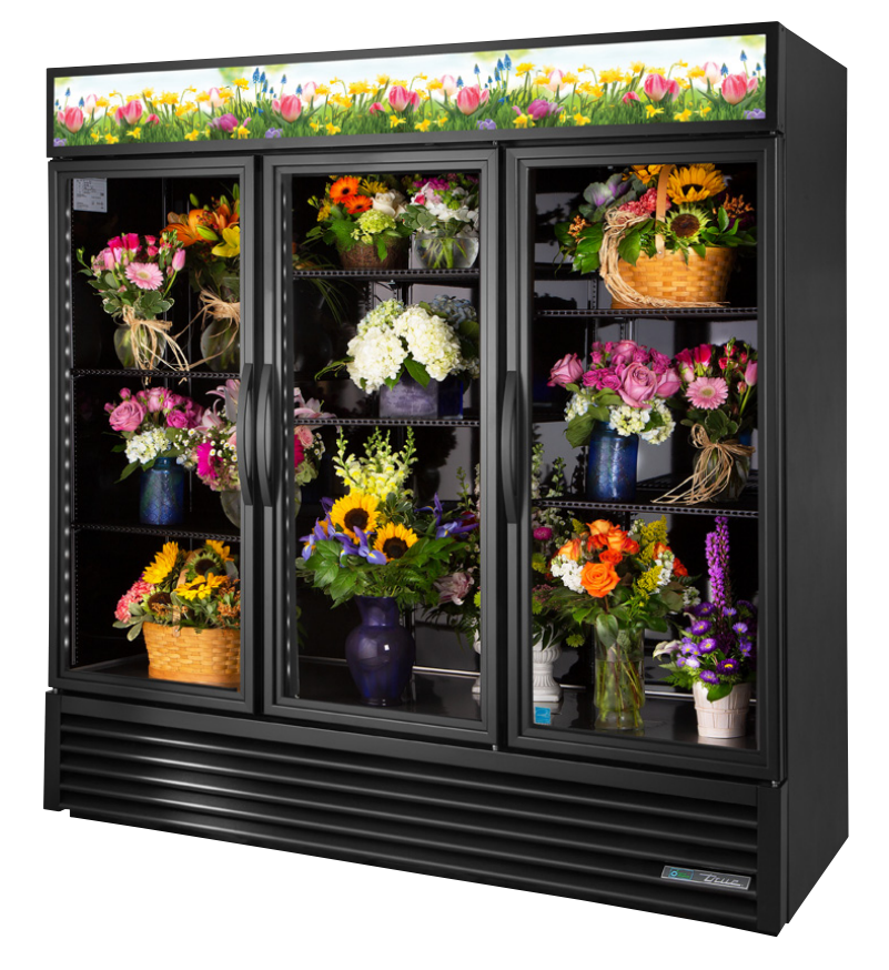 True GDM-72FC-HC~TSL01 Floral Merchandiser, 78 1/8" Wide, 3 Doors, 6 Shelves