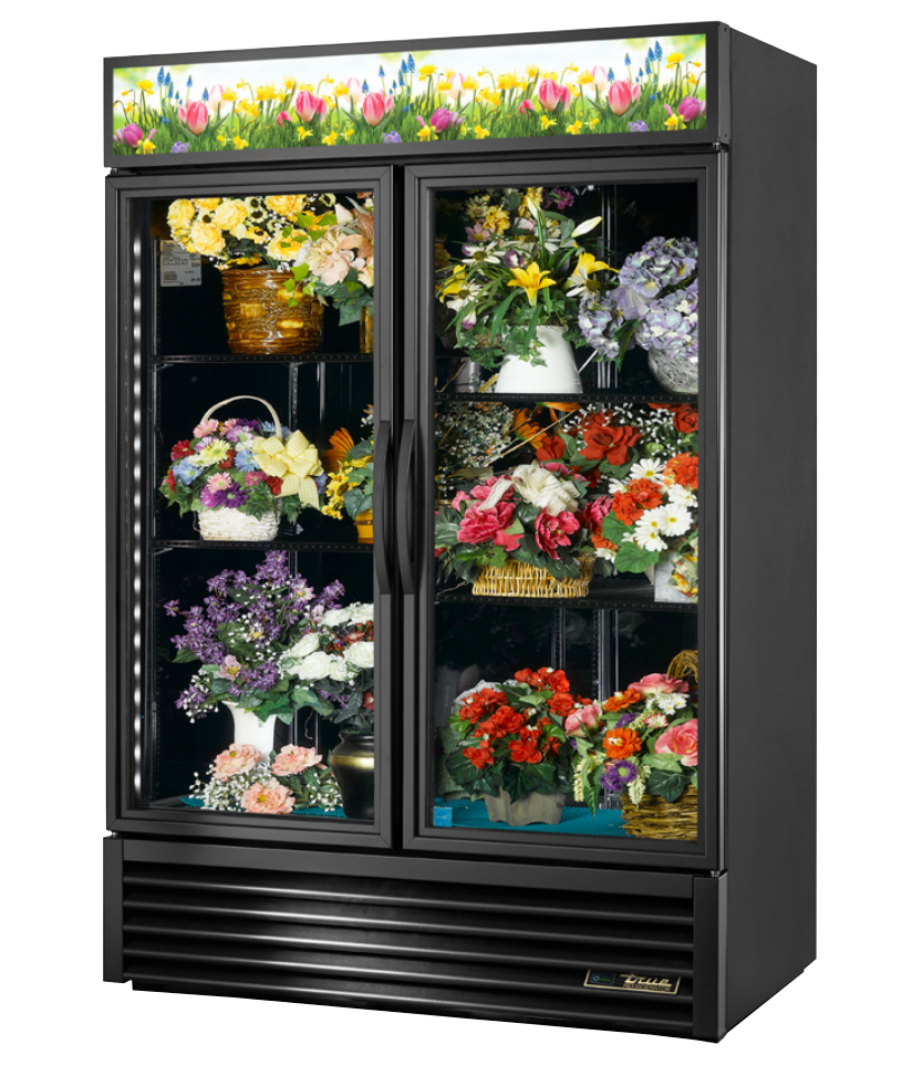 True GDM-49FC-HC~TSL01 Floral Merchandiser, 54 1/8" Wide, 2 Doors, 4 Shelves