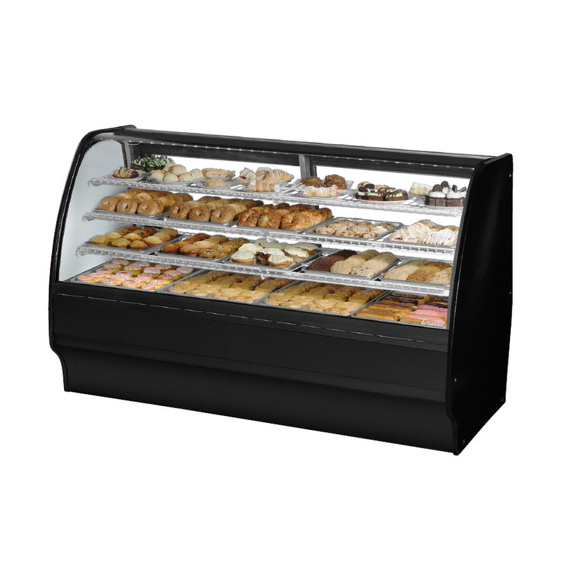 True TGM-DC-77-SC/SC-B-W Non-Refrigerated Bakery Display Case, 77 1/4" Wide, 2 Doors, 6 Shelves