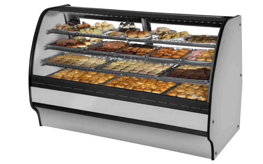 True TGM-DC-77-SC/SC-S-S Non-Refrigerated Bakery Display Case, 77 1/4" Wide, 2 Doors, 6 Shelves