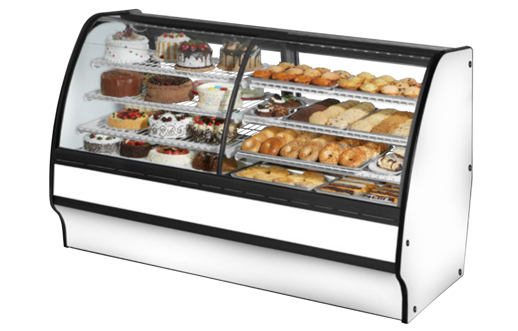 True TGM-DZ-77-SC/SC-W-W Refrigerated and Non Refrigerated Display Case, 77 1/4" Wide, 2 Doors, 6 Shelves