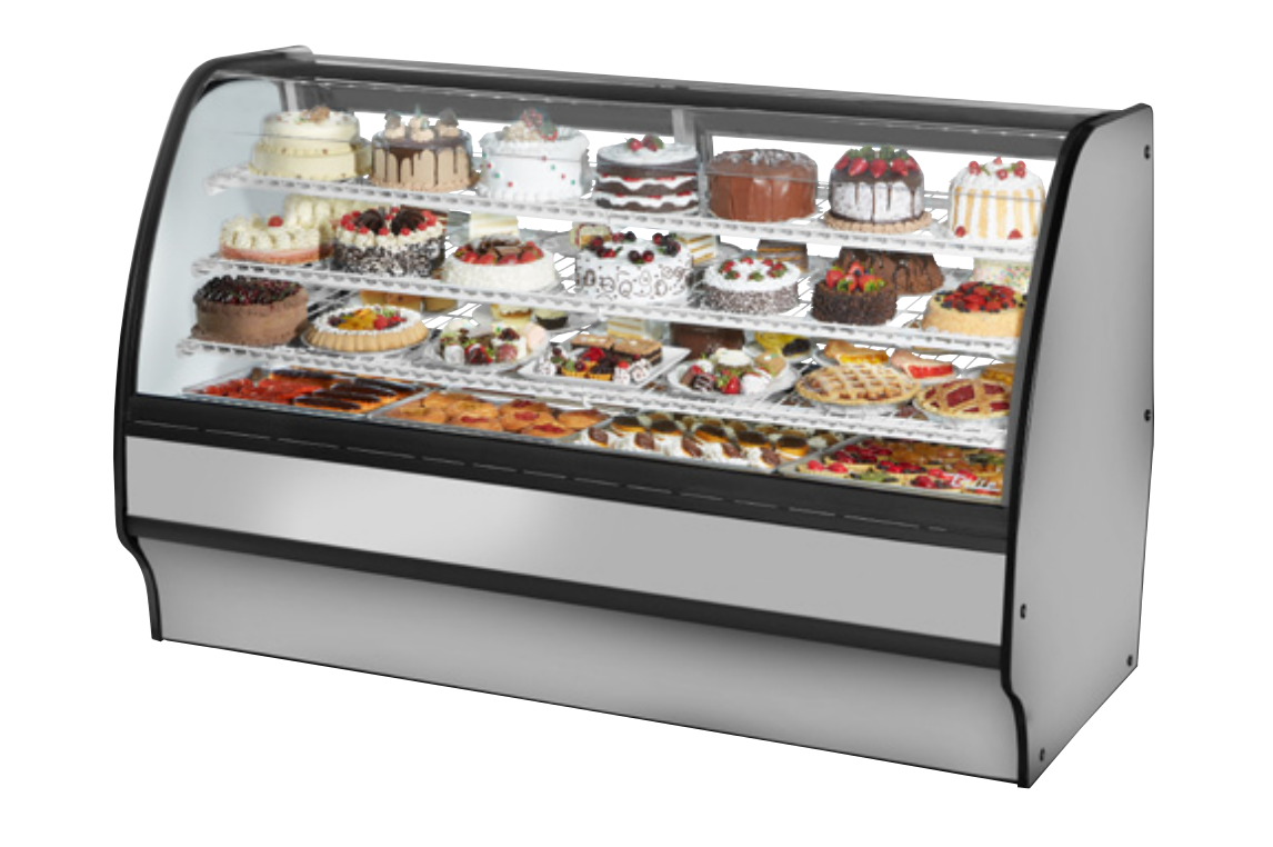 True TGM-R-77-SC/SC-S-W Refrigerated Bakery Display Case, 77 1/4" Wide, 2 Doors, 6 Shelves