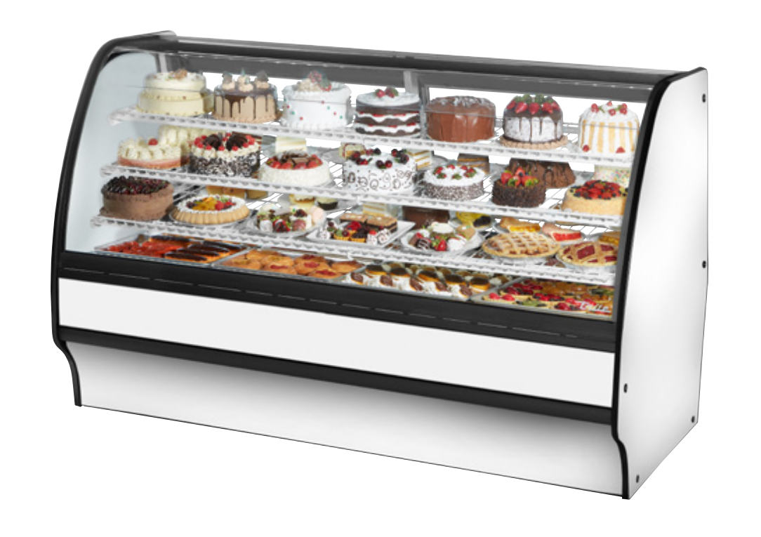 True TGM-R-77-SC/SC-W-W Refrigerated Bakery Display Case, 77 1/4" Wide, 2 Doors, 6 Shelves