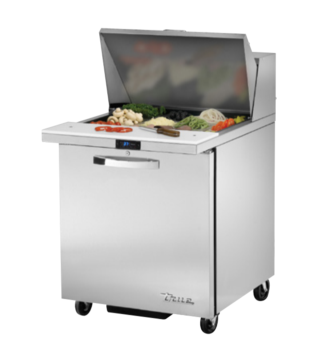 True TSSU-27-12M-C-HC~SPEC3 Sandwich Prep Table, 27 5/8" Wide, 1 Door, 2 Shelves, 12 Pans (Tops)
