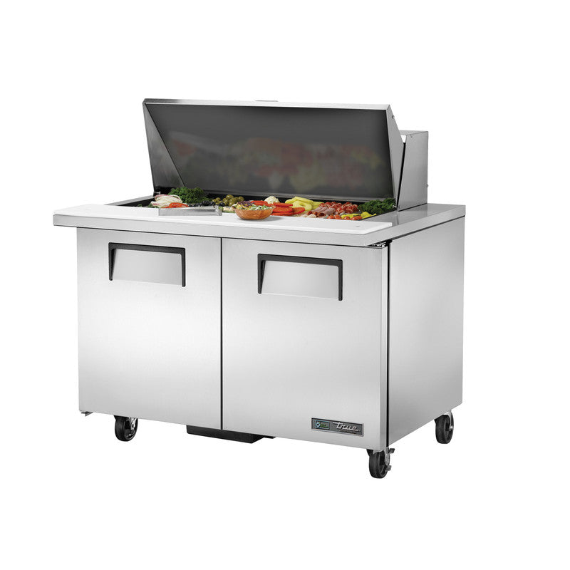 True TSSU-48-18M-B-HC Sandwich Prep Table, 48 3/8" Wide, 2 Doors, 4 Shelves, 18 Pans (Tops)
