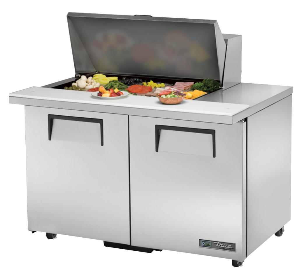 True TSSU-48-15M-B-ADA-HC Sandwich Prep Table, 483/8" Wide, 2 Doors, 4 Shelves, 15 Pans (Tops)