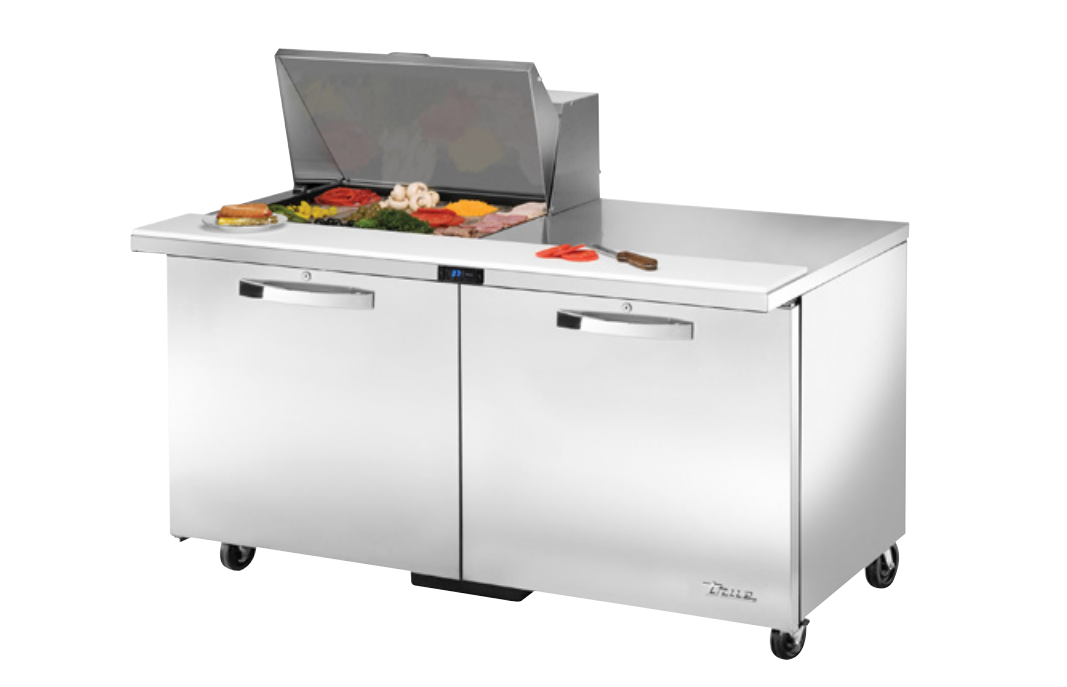 True TSSU-60-15M-B-ADA-HC~SPEC3 Sandwich Prep Table, 603/8" Wide, 2 Doors, 4 Shelves, 15 Pans (Tops)