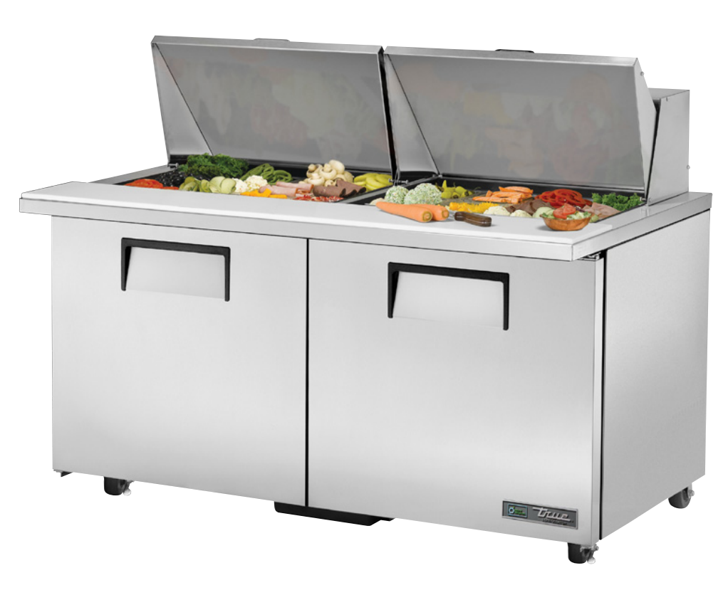 True TSSU-60-24M-B-ST-ADA-HC Sandwich Prep Table, 60 3/8" Wide, 2 Doors, 4 Shelves, 24 Pans (Tops)