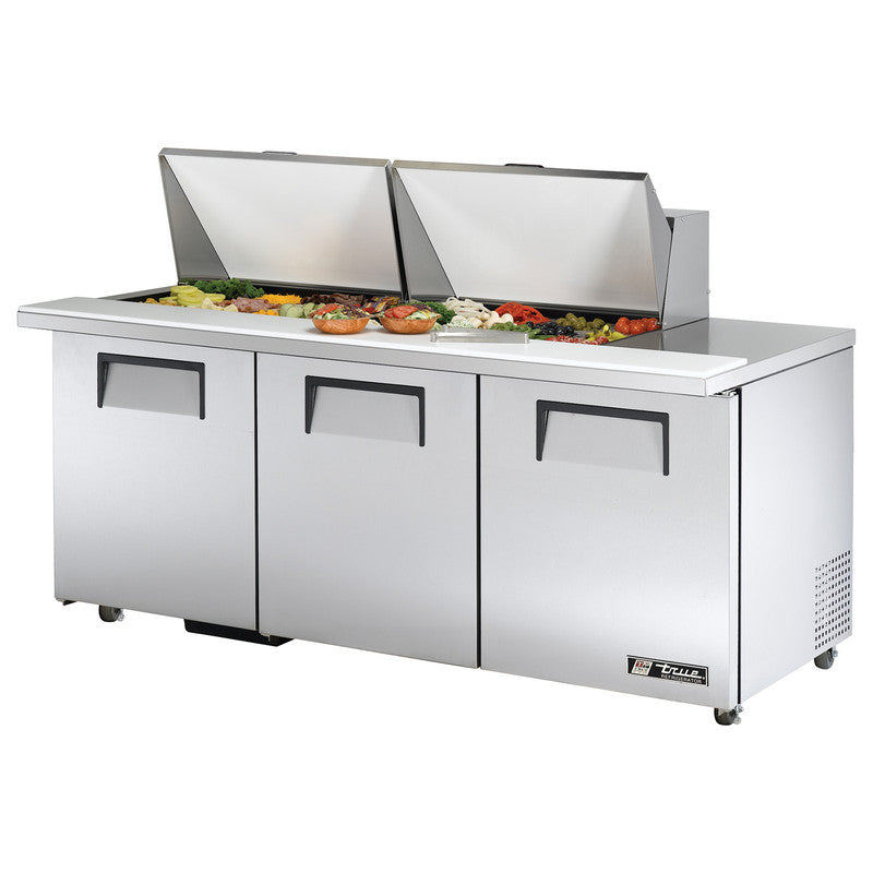 True TSSU-72-24M-B-ST-ADA-HC Sandwich Prep Table, 723/8" Wide, 3 Doors, 6 Shelves, 24 Pans (Tops)