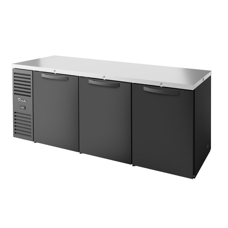 True TBR84-PTSZ1-L-B-GGG-GGG-1 Pass-Thru Back Bar Cooler, 84" Wide, 3 Doors