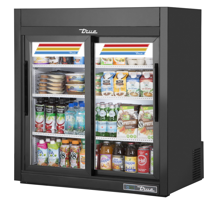 True GDM-09-SQ-HC-LD Countertop Merchandiser Refrigerator, 36" Wide, 2 Doors, 3 Shelves