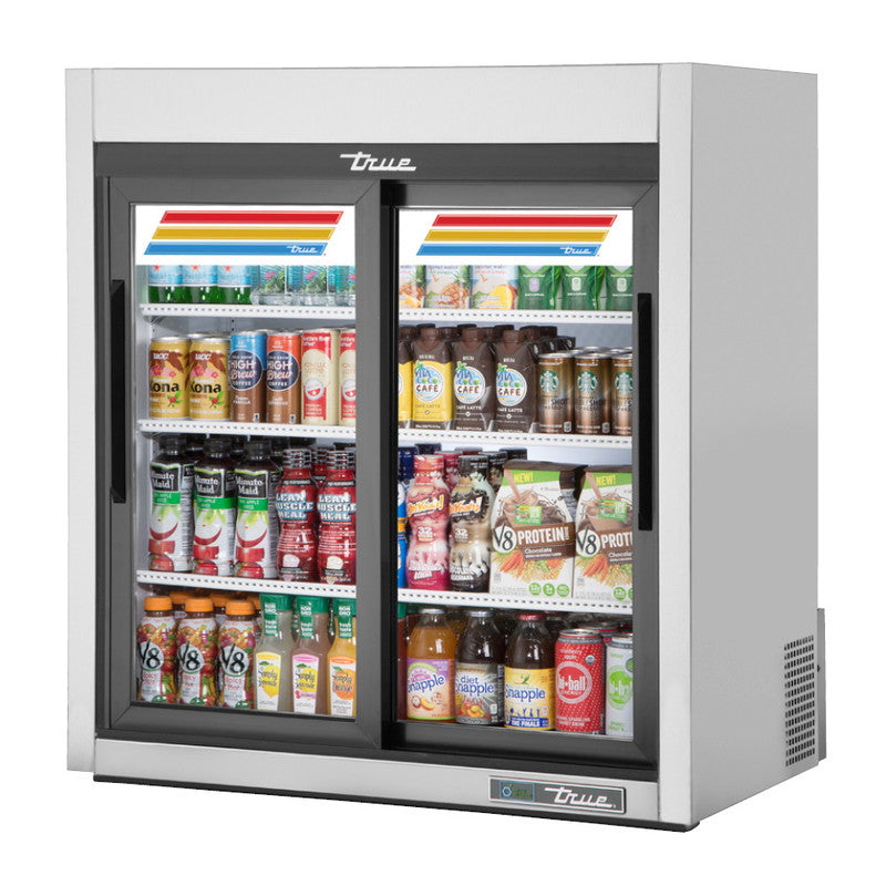 True GDM-09-SQ-S-HC-LD Countertop Merchandiser Refrigerator, 36" Wide, 2 Doors, 3 Shelves