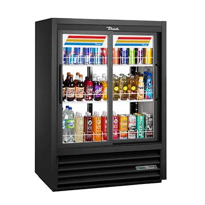 True GDM-33CPT-54-HC-LD Merchandiser Refrigerator, 39 1/2" Wide, 2 Front / 2 Back Doors, 3 Shelves