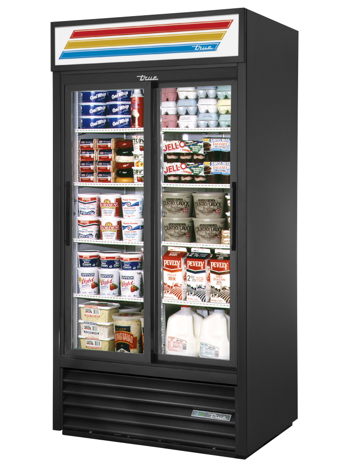 True GDM-33-HC-LD Merchandiser Refrigerator, 39 1/2" Wide, 2 Doors, 8 Shelves