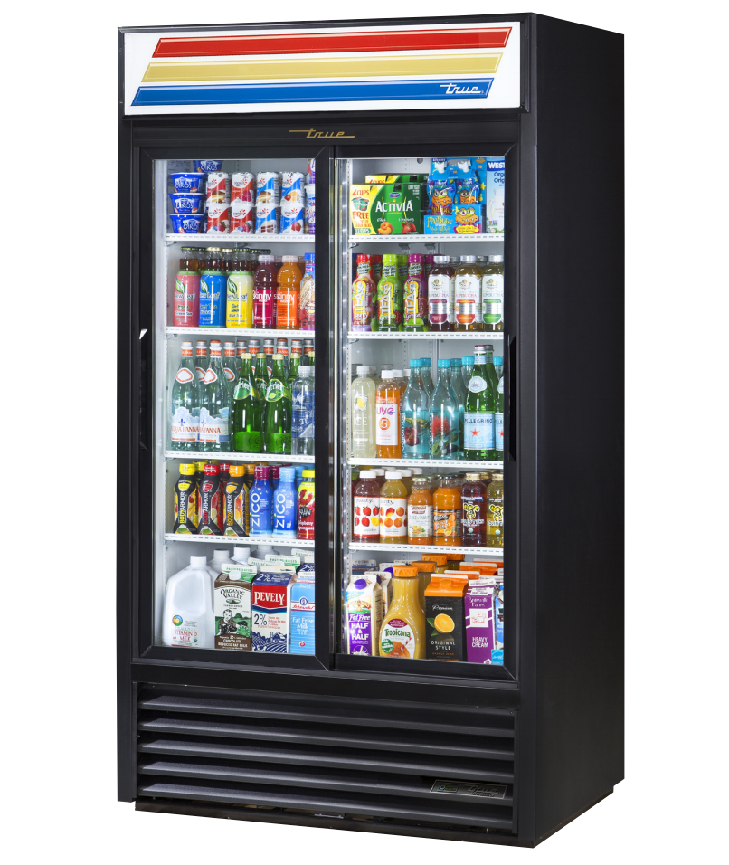 True GDM-37-HC-LD Merchandiser Refrigerator, 43 1/2" Wide, 2 Doors, 8 Shelves