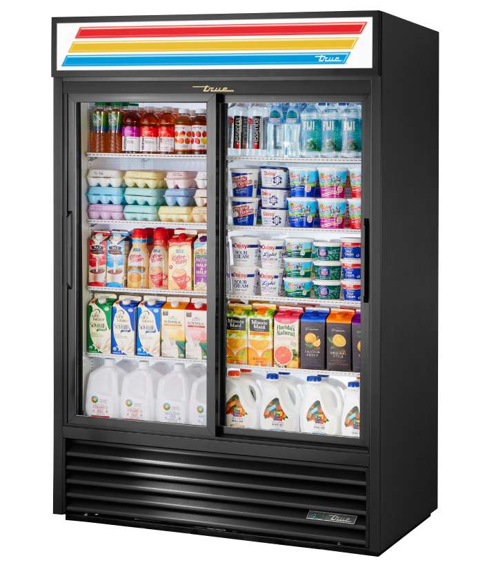 True GDM-47-HC-LD Merchandiser Refrigerator, 54 1/4" Wide, 2 Doors, 8 Shelves