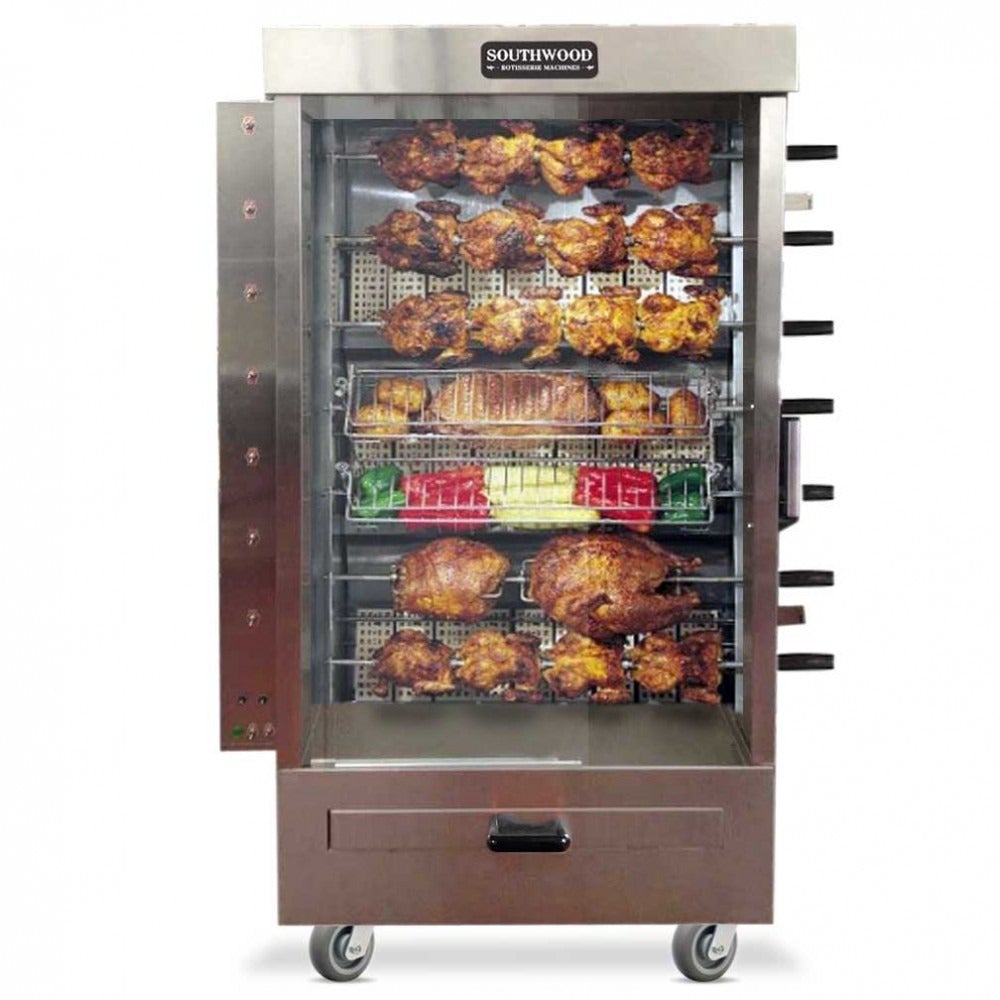 Southwood RG7 Gas 35 Chicken Commercial Rotisserie Oven Machine, Includes Heavy Duty Casters, Natural Gas and Liquid Propane