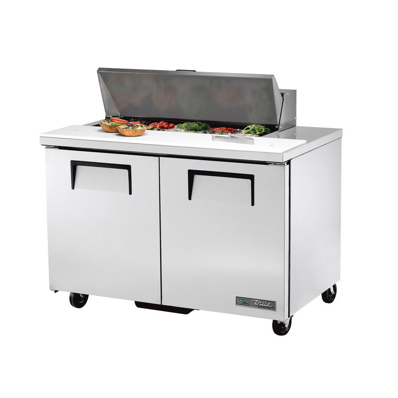 True TSSU-48-10-HC Sandwich Prep Table, 48 3/8" Wide, 2 Doors, 4 Shelves, 10 Pans (Tops)